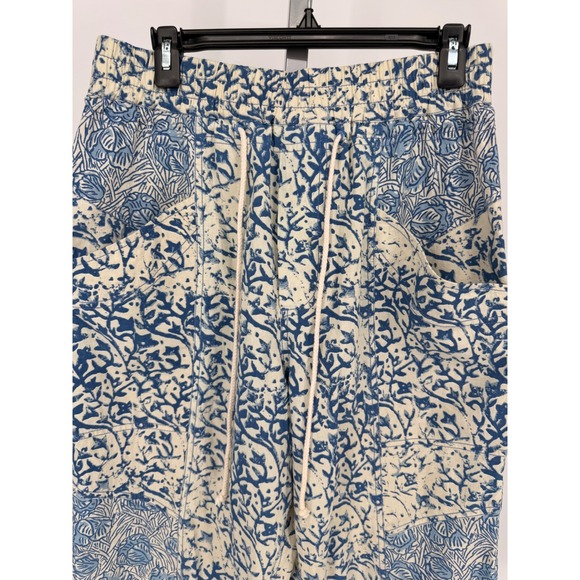 Free People Indigo Block Print Drawstring Linen Blend Pants Size S - Picture 2 of 8
